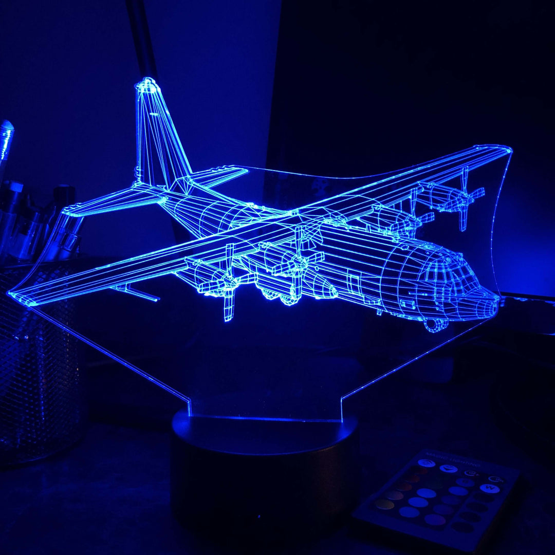 Military C-130 Transport Plane - 3D Optical Illusion Lamp - carve-craftworks-llc
