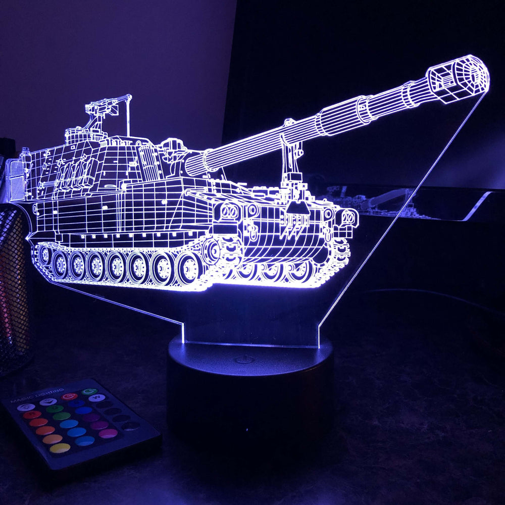 M109 Howitzer  - 3D Optical Illusion Lamp - carve-craftworks-llc