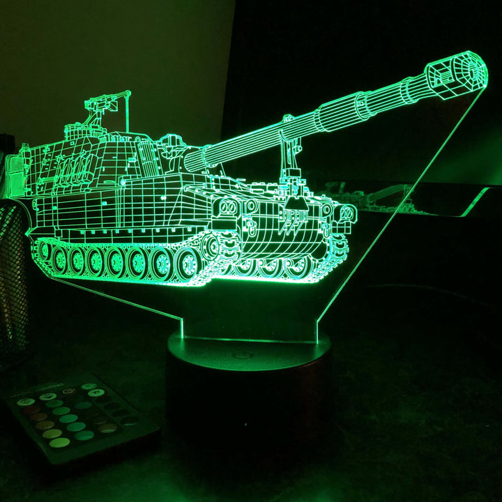 M109 Howitzer  - 3D Optical Illusion Lamp - carve-craftworks-llc