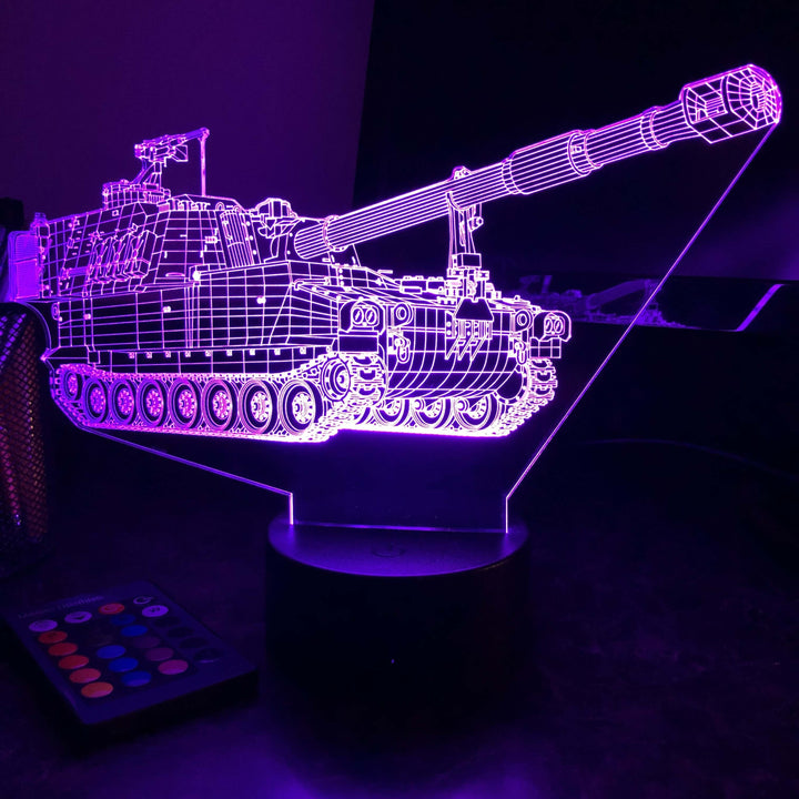 M109 Howitzer  - 3D Optical Illusion Lamp - carve-craftworks-llc