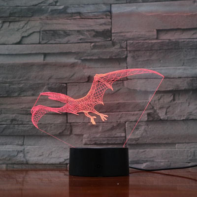 Pterodactyl Dinosaur - 3D Optical Illusion Lamp - carve-craftworks-llc