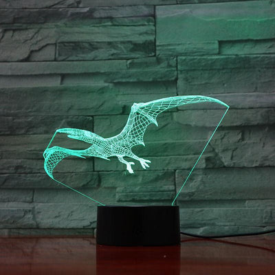 Pterodactyl Dinosaur - 3D Optical Illusion Lamp - carve-craftworks-llc