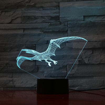 Pterodactyl Dinosaur - 3D Optical Illusion Lamp - carve-craftworks-llc
