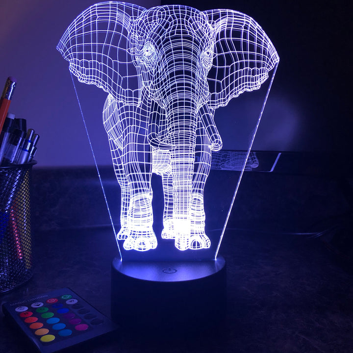 Elephant - Animal - 3D Optical Illusion Lamp