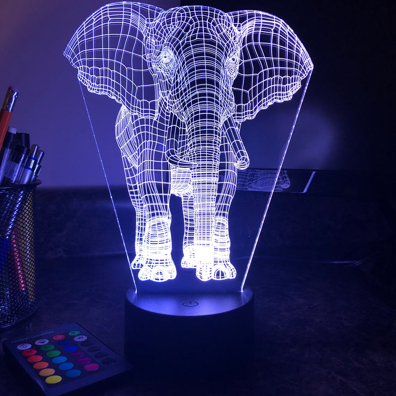 Elephant - Animal - 3D Optical Illusion Lamp