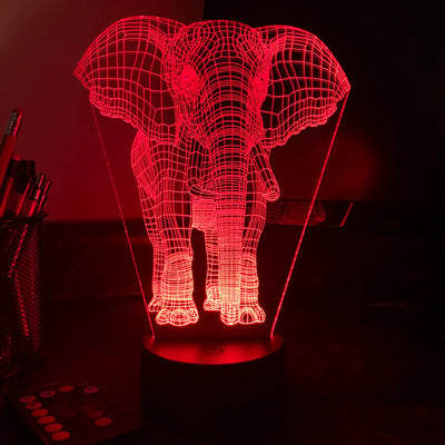 Elephant - Animal - 3D Optical Illusion Lamp