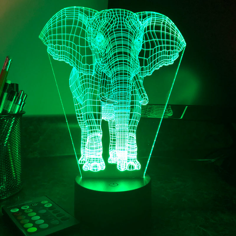 Elephant - Animal - 3D Optical Illusion Lamp