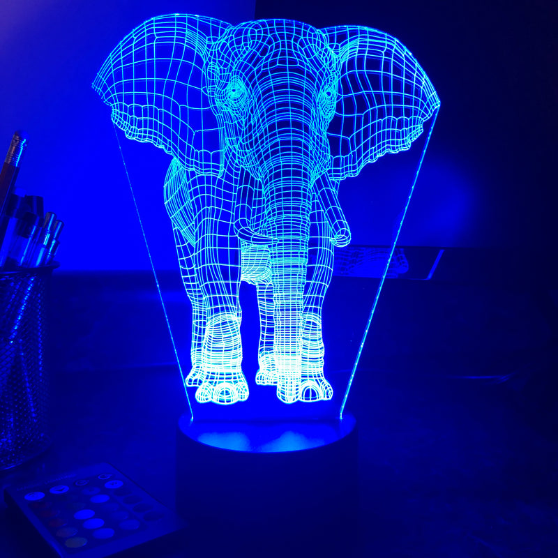Elephant - Animal - 3D Optical Illusion Lamp