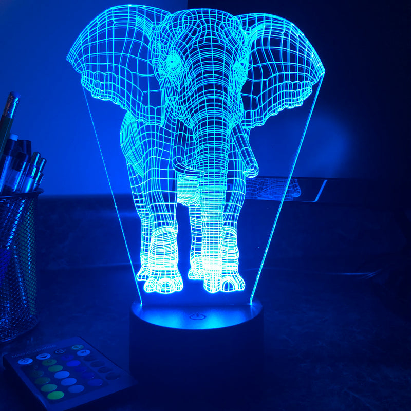 Elephant - Animal - 3D Optical Illusion Lamp