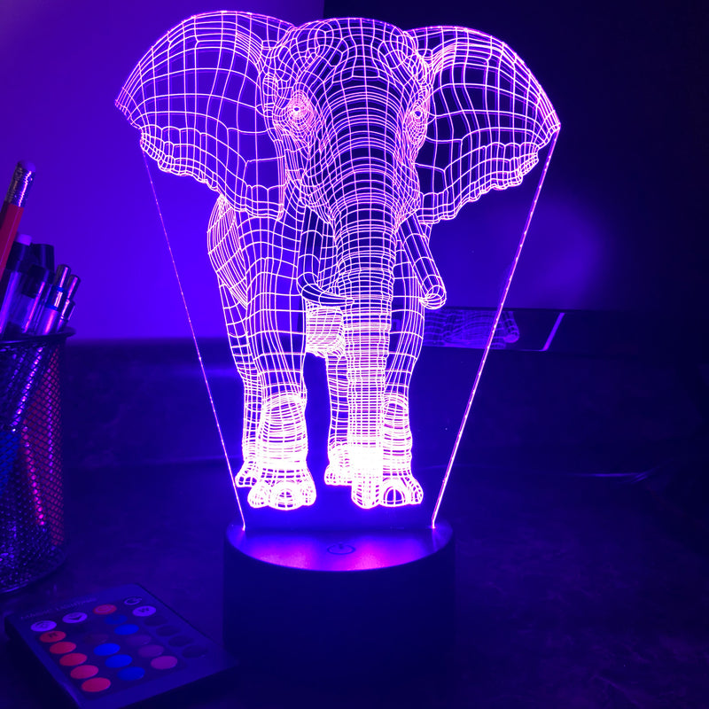 Elephant - Animal - 3D Optical Illusion Lamp