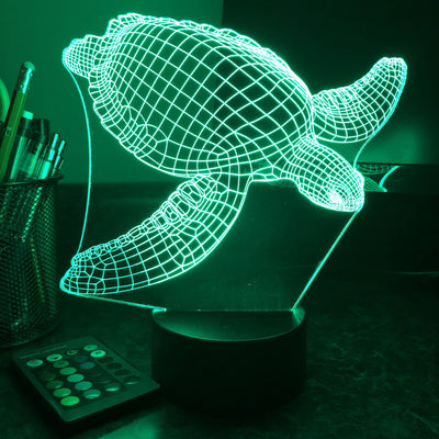 Seaturtle - Animal - 3D Optical Illusion Lamp - carve-craftworks-llc