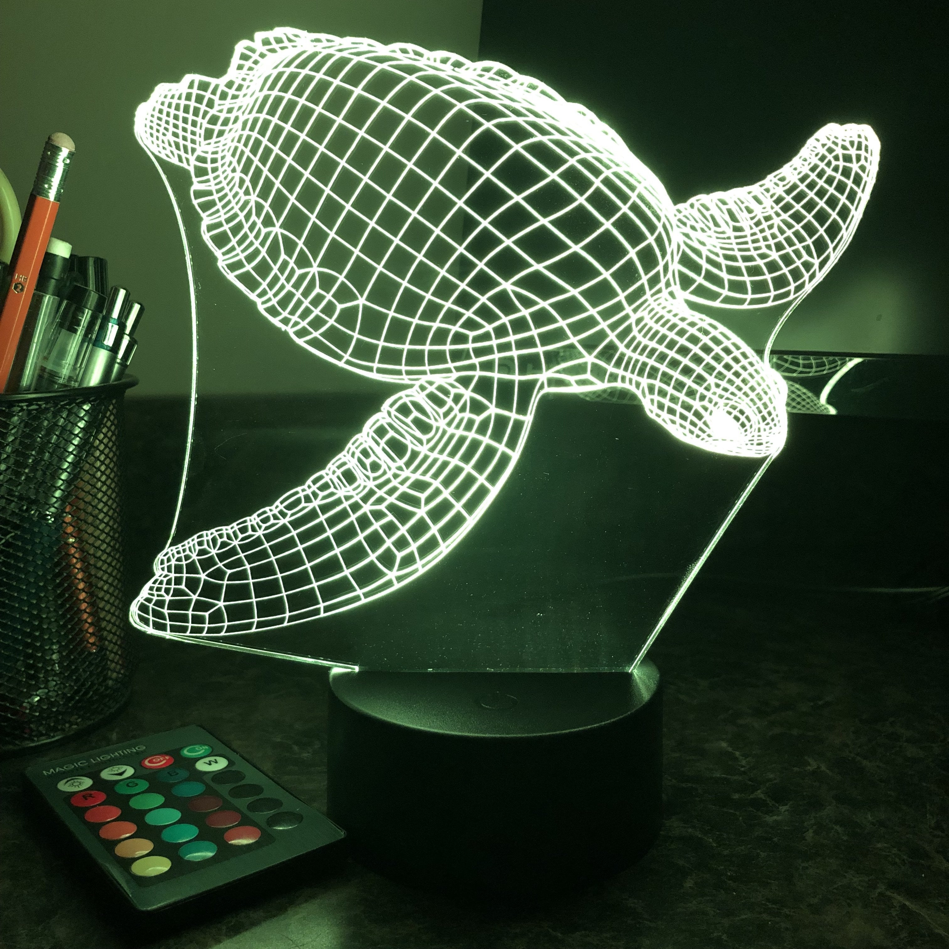 Seaturtle - Animal - 3D Optical Illusion Lamp – Carve Craftworks, LLC