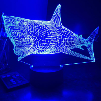 Great White Shark - Animal - 3D Optical Illusion Lamp - carve-craftworks-llc