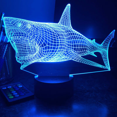 Great White Shark - Animal - 3D Optical Illusion Lamp - carve-craftworks-llc