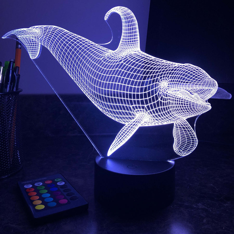 Killer Whale - Animal - 3D Optical Illusion Lamp - carve-craftworks-llc