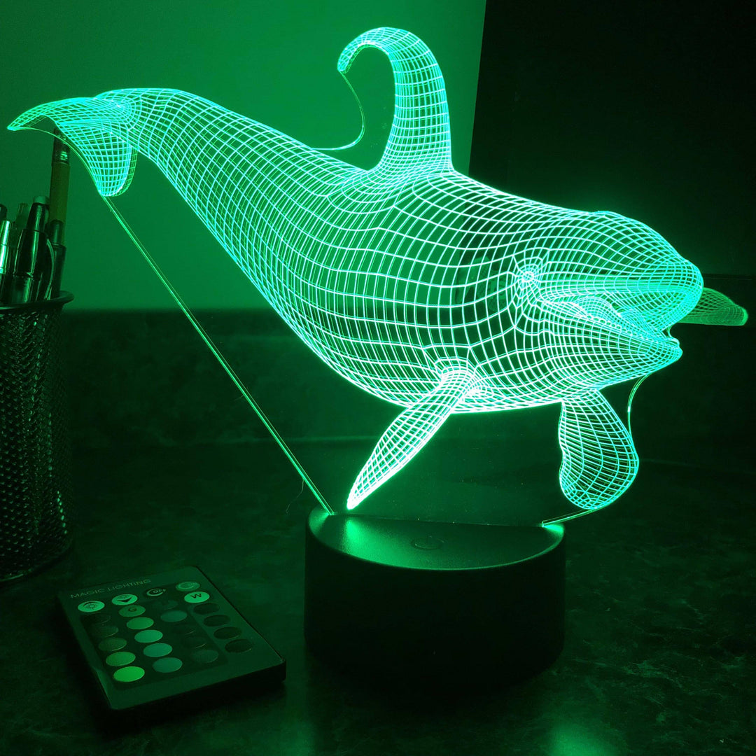 Killer Whale - Animal - 3D Optical Illusion Lamp - carve-craftworks-llc