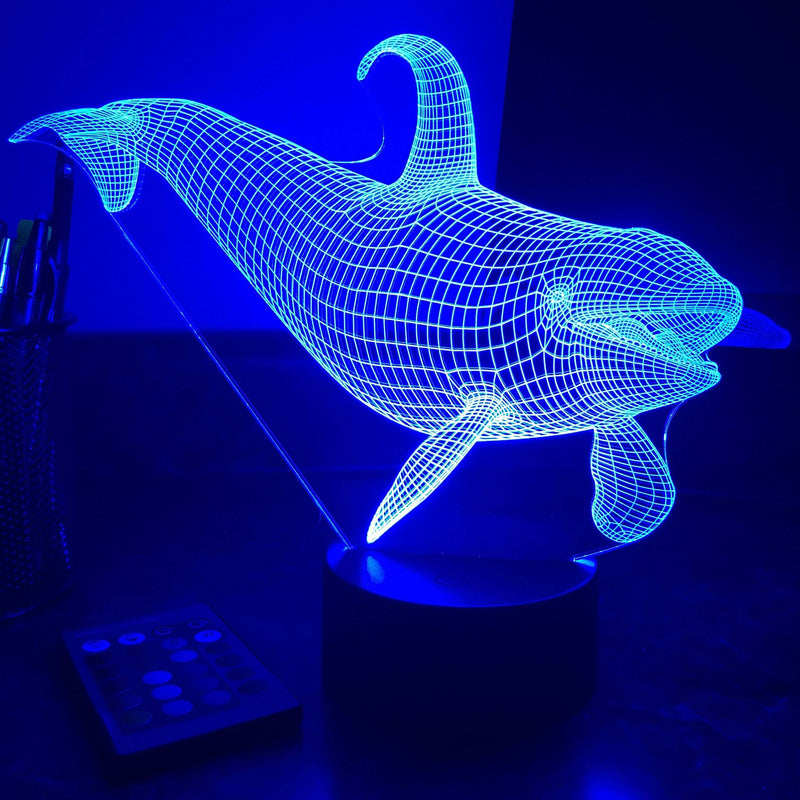 Killer Whale - Animal - 3D Optical Illusion Lamp - carve-craftworks-llc