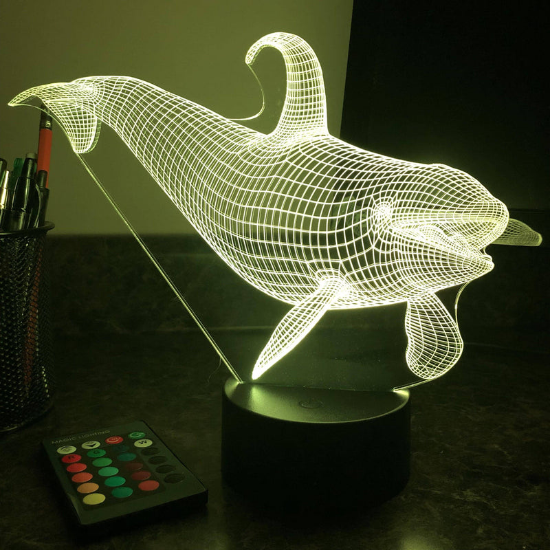 Killer Whale - Animal - 3D Optical Illusion Lamp - carve-craftworks-llc