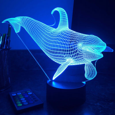 Killer Whale - Animal - 3D Optical Illusion Lamp - carve-craftworks-llc