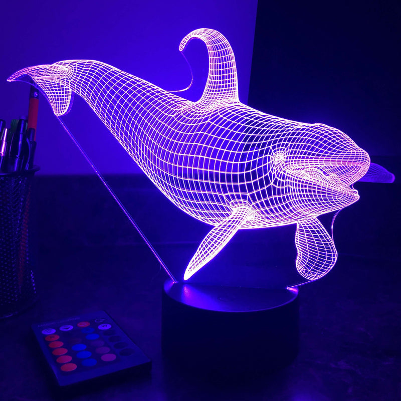 Killer Whale - Animal - 3D Optical Illusion Lamp - carve-craftworks-llc