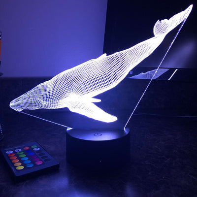 Blue Whale - Animal - 3D Optical Illusion Lamp - carve-craftworks-llc