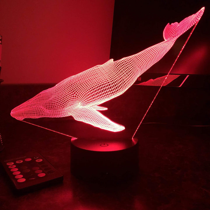 Blue Whale - Animal - 3D Optical Illusion Lamp - carve-craftworks-llc