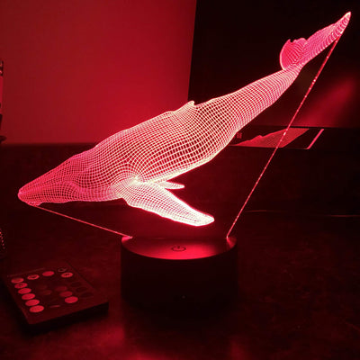 Blue Whale - Animal - 3D Optical Illusion Lamp - carve-craftworks-llc