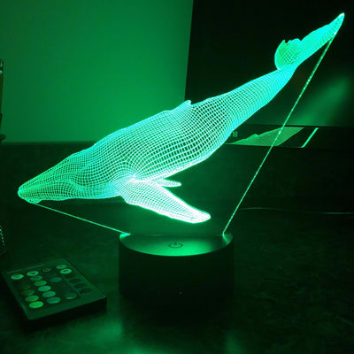Blue Whale - Animal - 3D Optical Illusion Lamp - carve-craftworks-llc