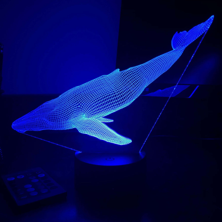 Blue Whale - Animal - 3D Optical Illusion Lamp - carve-craftworks-llc