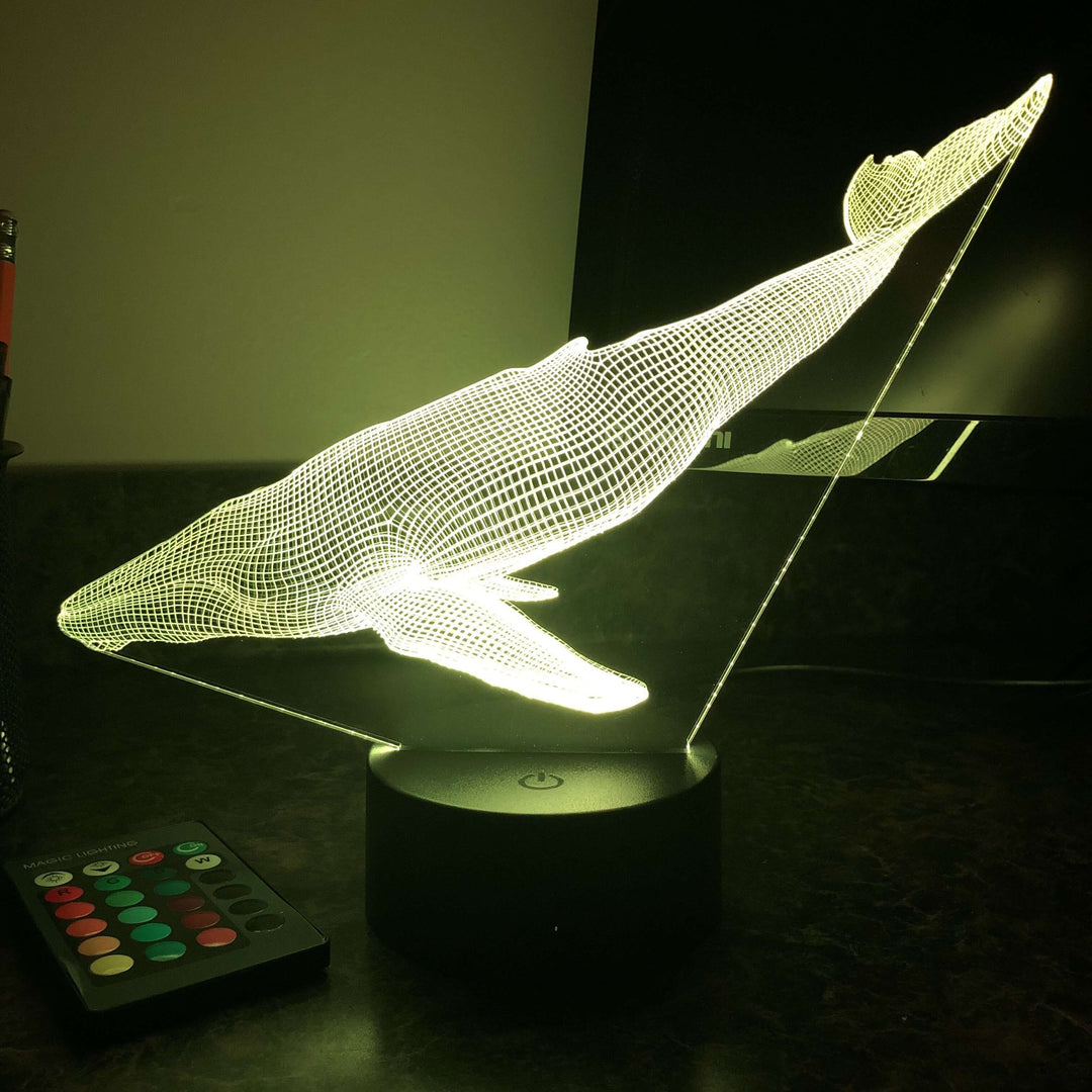Blue Whale - Animal - 3D Optical Illusion Lamp - carve-craftworks-llc