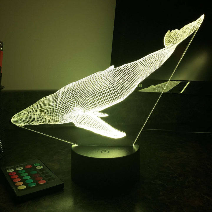 Blue Whale - Animal - 3D Optical Illusion Lamp - carve-craftworks-llc