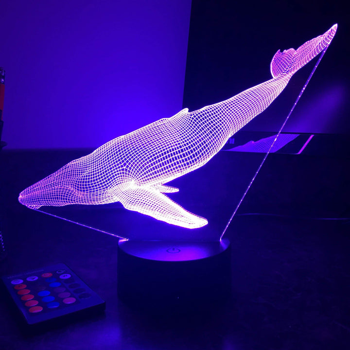 Blue Whale - Animal - 3D Optical Illusion Lamp - carve-craftworks-llc