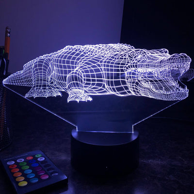 Alligator - Animal - 3D Optical Illusion Lamp - carve-craftworks-llc