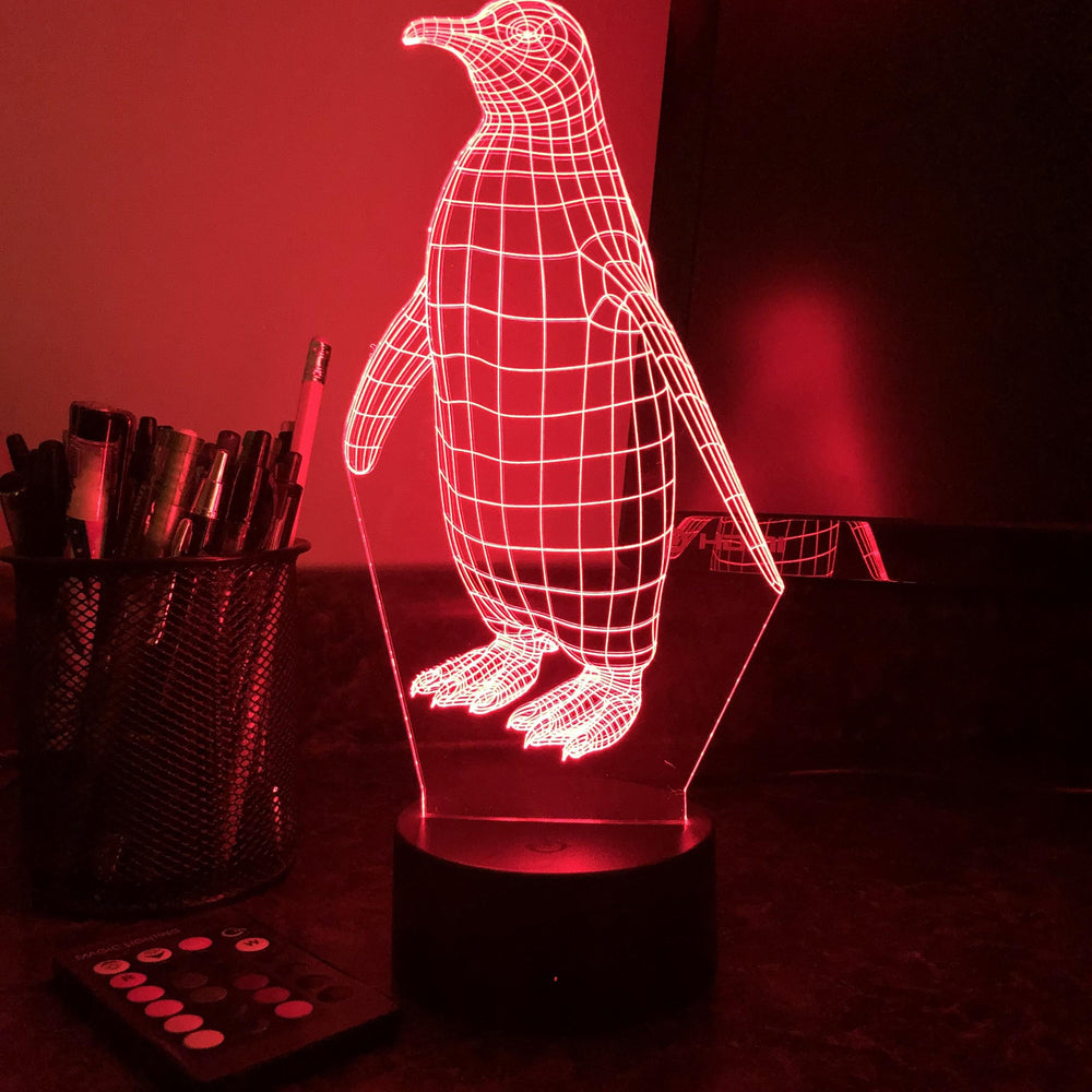 Penguin - Animal - 3D Optical Illusion Lamp - carve-craftworks-llc