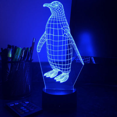 Penguin - Animal - 3D Optical Illusion Lamp - carve-craftworks-llc