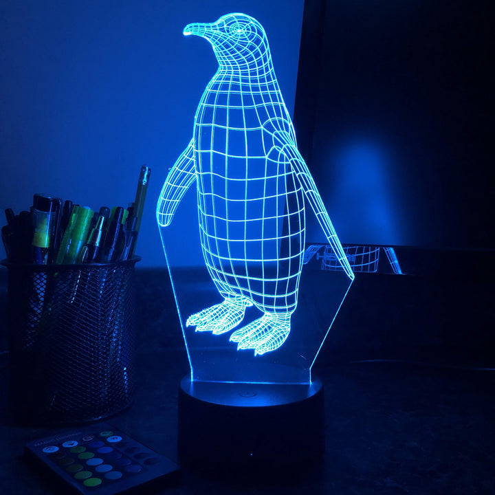 Penguin - Animal - 3D Optical Illusion Lamp - carve-craftworks-llc