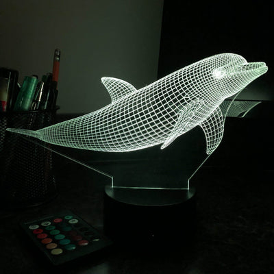 Dolphin - Animal - 3D Optical Illusion Lamp - carve-craftworks-llc