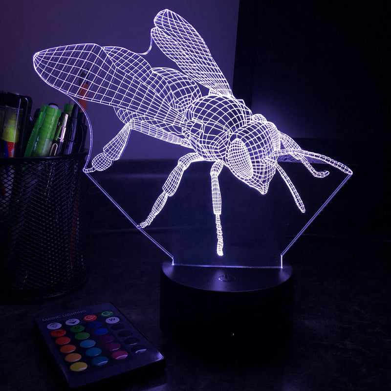 Wasp - Animal - 3D Optical Illusion Lamp - carve-craftworks-llc