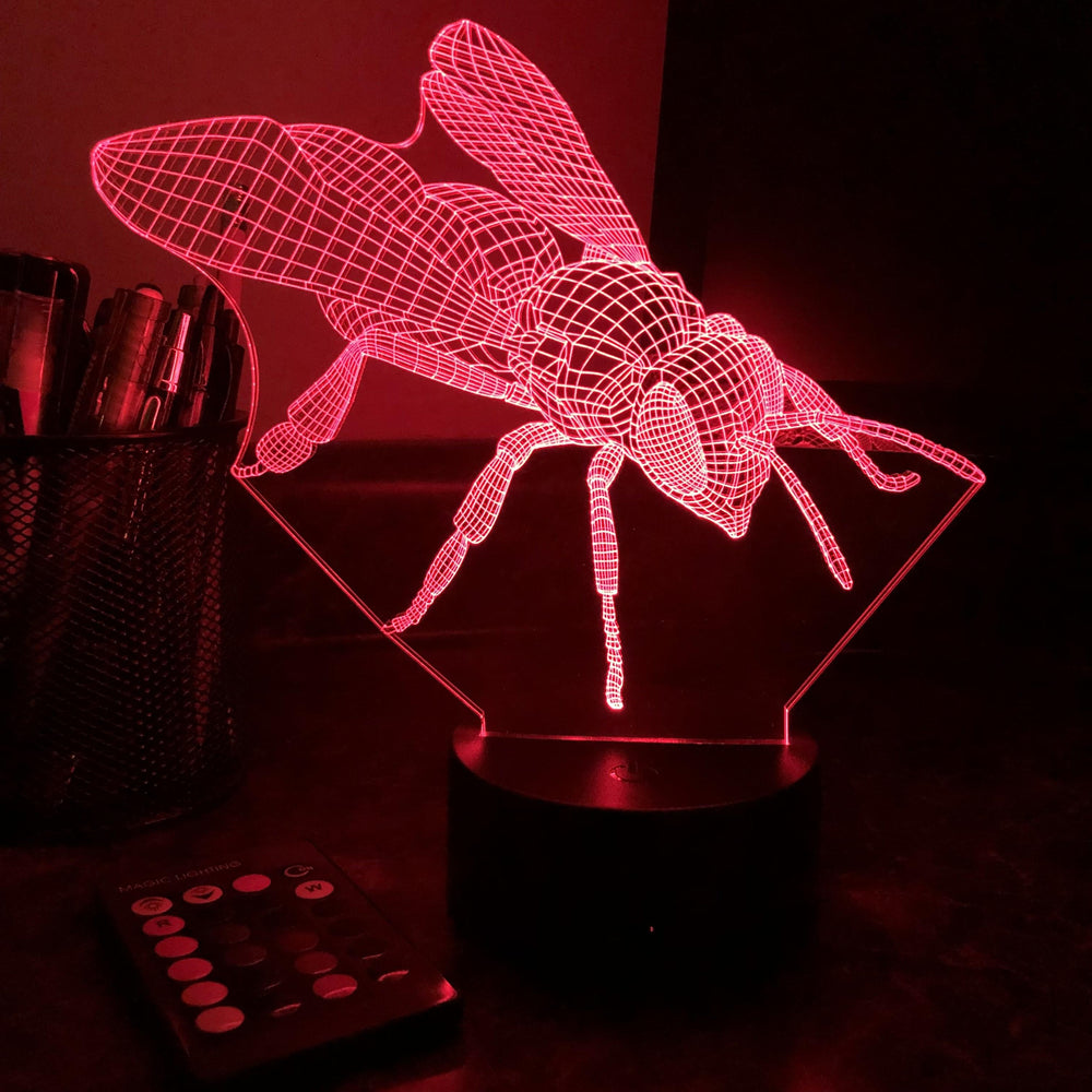 Wasp - Animal - 3D Optical Illusion Lamp - carve-craftworks-llc