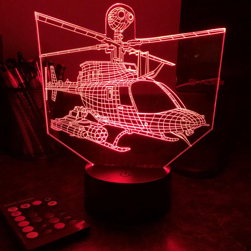OH-58 Kiowa Helicopter - 3D Optical Illusion Lamp - carve-craftworks-llc