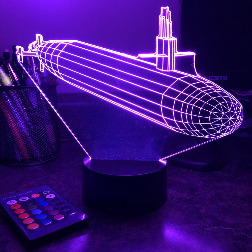 Ohio Class Submarine - 3D Optical Illusion Lamp - carve-craftworks-llc