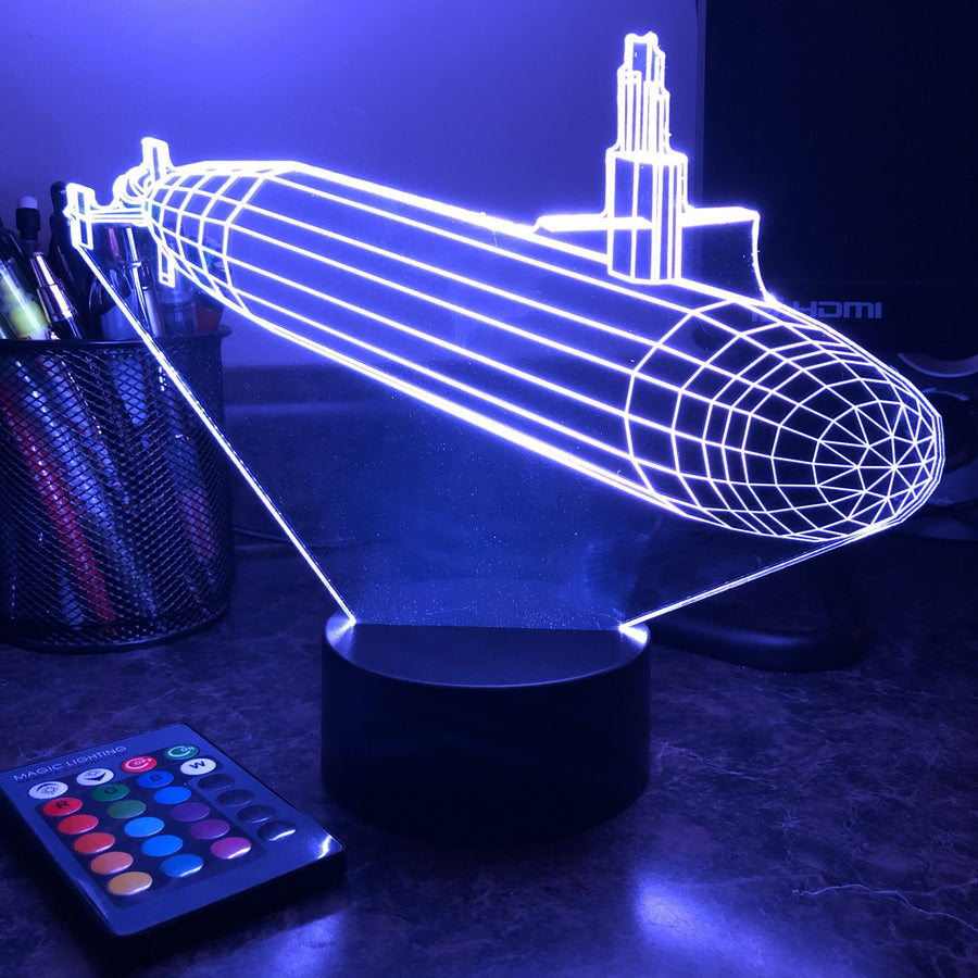 Ohio Class Submarine - 3D Optical Illusion Lamp - carve-craftworks-llc