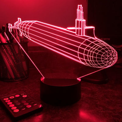 Ohio Class Submarine - 3D Optical Illusion Lamp - carve-craftworks-llc