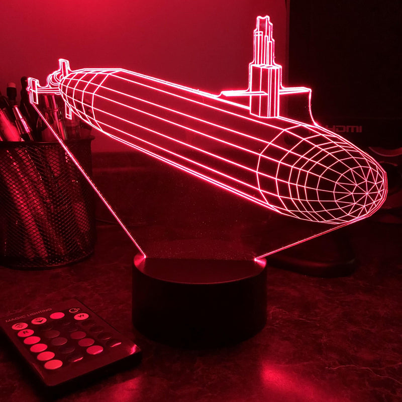 Ohio Class Submarine - 3D Optical Illusion Lamp - carve-craftworks-llc