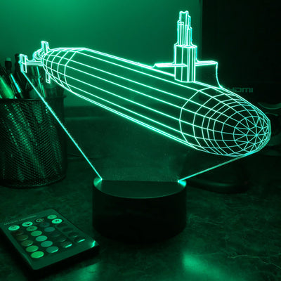 Ohio Class Submarine - 3D Optical Illusion Lamp - carve-craftworks-llc