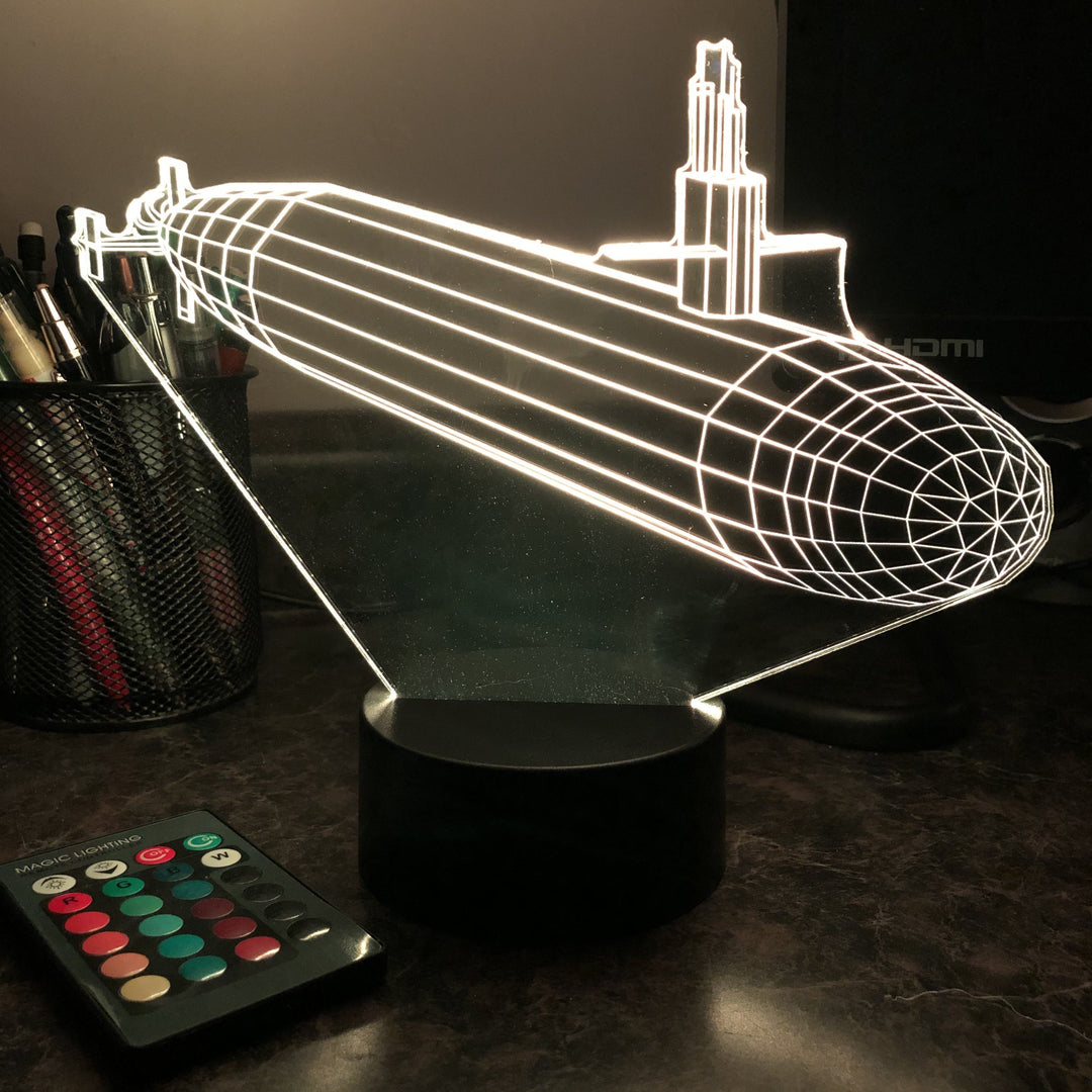 Ohio Class Submarine - 3D Optical Illusion Lamp - carve-craftworks-llc