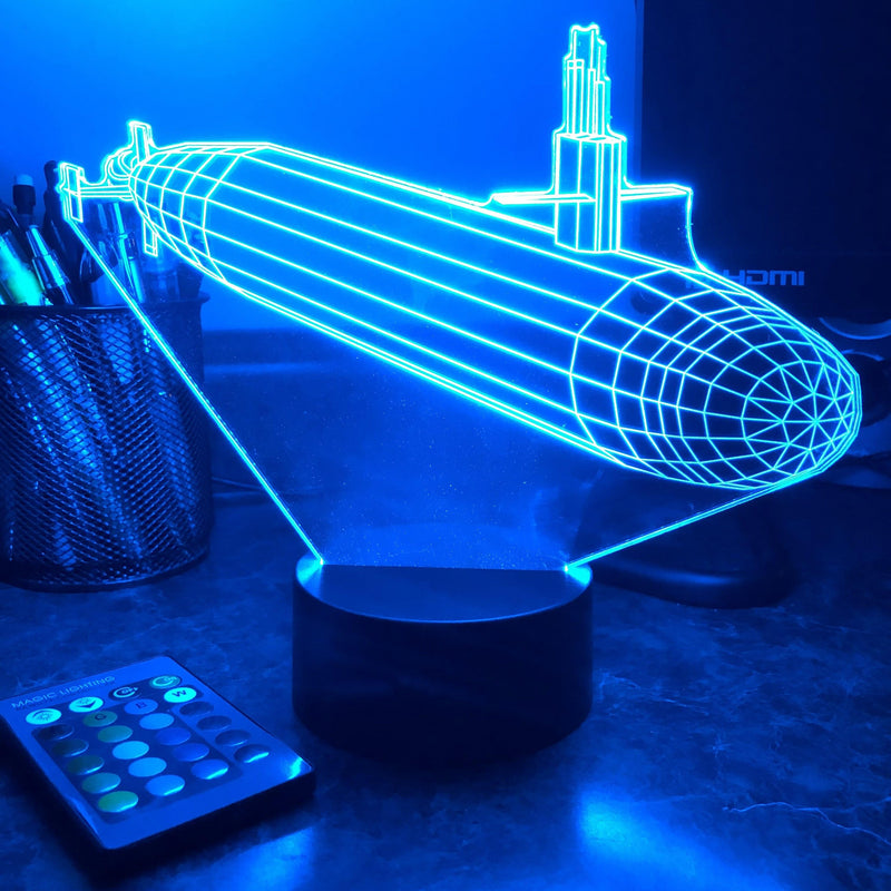 Ohio Class Submarine - 3D Optical Illusion Lamp - carve-craftworks-llc