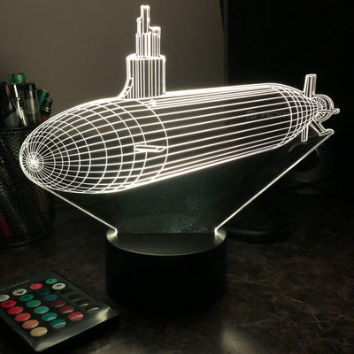 Seawolf Class Submarine - 3D Optical Illusion Lamp - carve-craftworks-llc