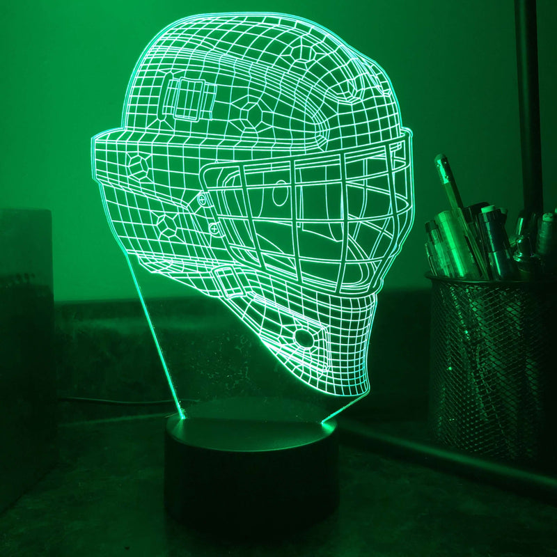 Hockey Goalie Mask - 3D Optical Lamp Night Light - carve-craftworks-llc