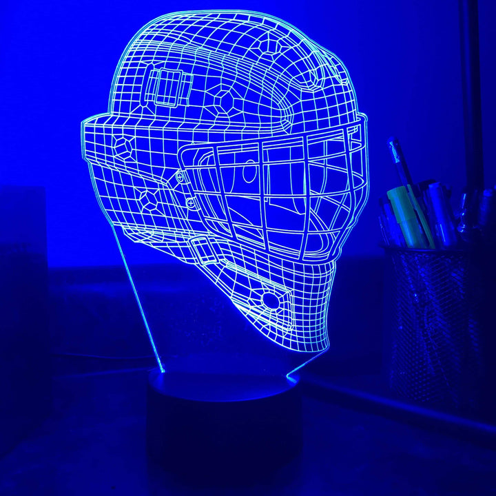 Hockey Goalie Mask - 3D Optical Lamp Night Light - carve-craftworks-llc